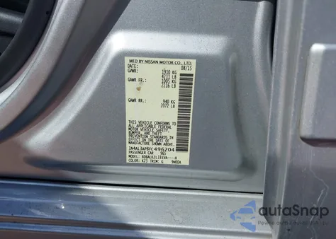 2015 Nissan Altima 2.5 Sv z USA, uszkodzony, nr VIN 1N4AL3AP8FC496204